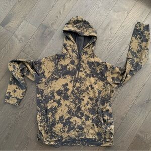 Men's Hooded Pullover Shirt - Black & Tan Tie-Dye